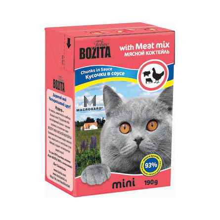 Bozita Mini Кусочки паштета в соусе для взрослых кошек (мясное ассорти) – интернет-магазин Ле’Муррр